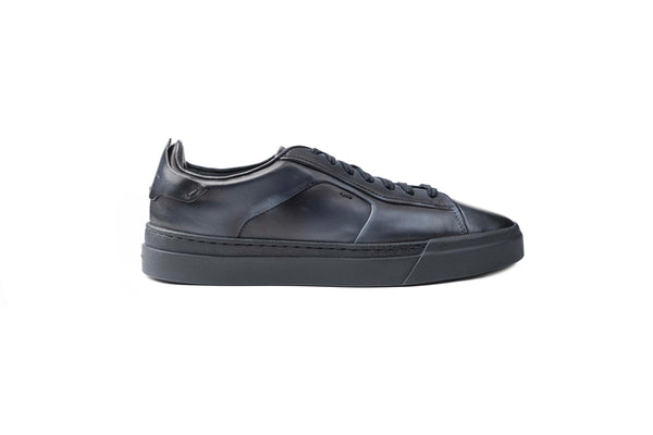 SANTONI DARK BLUE LEATHER SNEAKERS