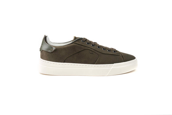 SANTONI DARK GREEN SUEDE SNEAKERS