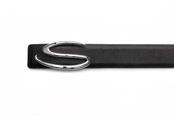 SANTONI BLACK LEATHER BELT