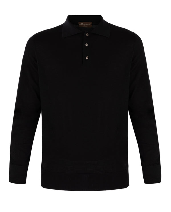 DORIANI KNITWEAR POLO IN BLACK COLOUR