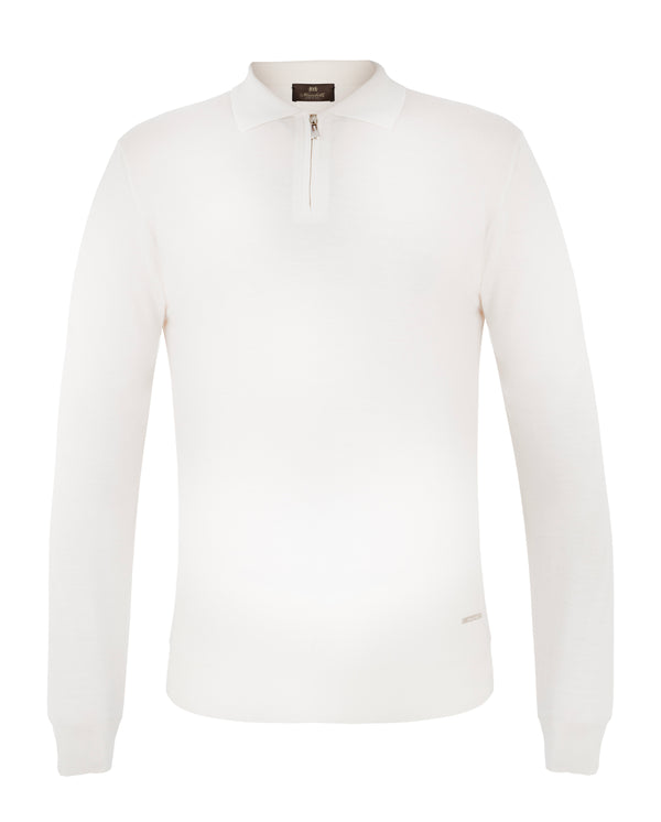 MANDELLI CASHMERE POLO IN WHITE COLOUR