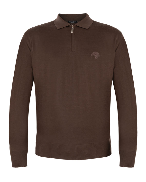 STEFANO RICCI WOOL POLO IN BROWN COLOUR