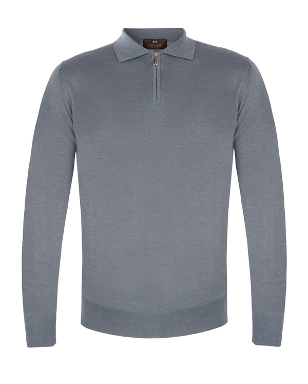 MANDELLI CASHMERE POLO IN BLUE COLOUR