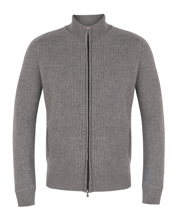 GRAN SASSO CASHMERE KNITWEAR ZIP IN GREY