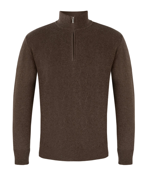 BERTOLO BEIGE HALF ZIP KNITWEAR