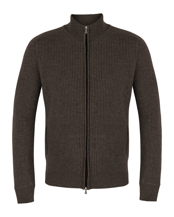 GRAN SASSO CASHMERE KNITWEAR ZIP IN GREY/BEIGE