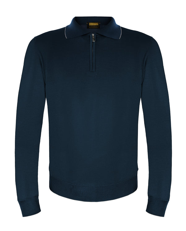 SVEVO WOOL KNITWEAR POLO IN TURQUOISE COLOUR