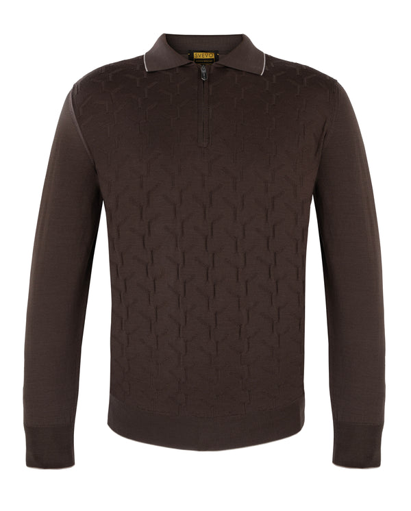 SVEVO KNITWEAR POLO BROWN COLOUR