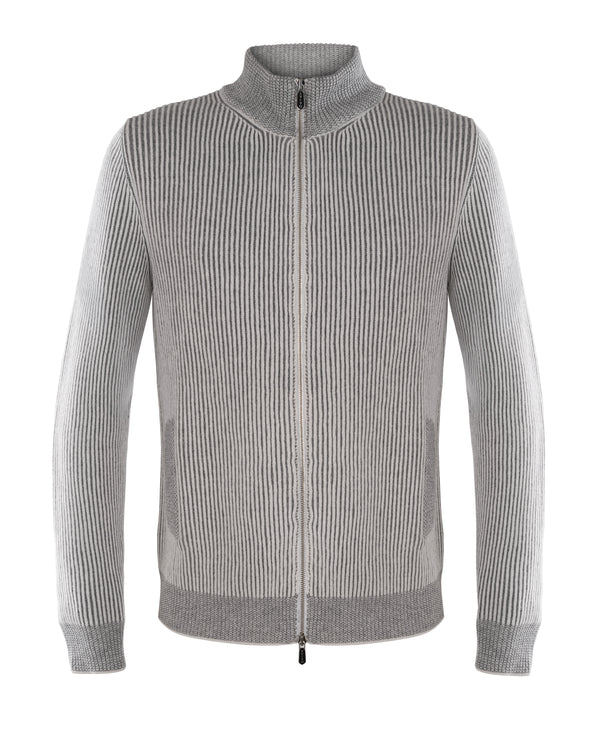 SVEVO WOOL KNITWEAR ZIP IN LIGHT GREY