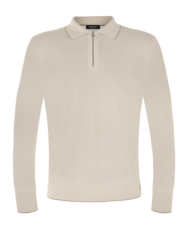 STEFANO RICCI WOOL POLO IN MILK COLOUR