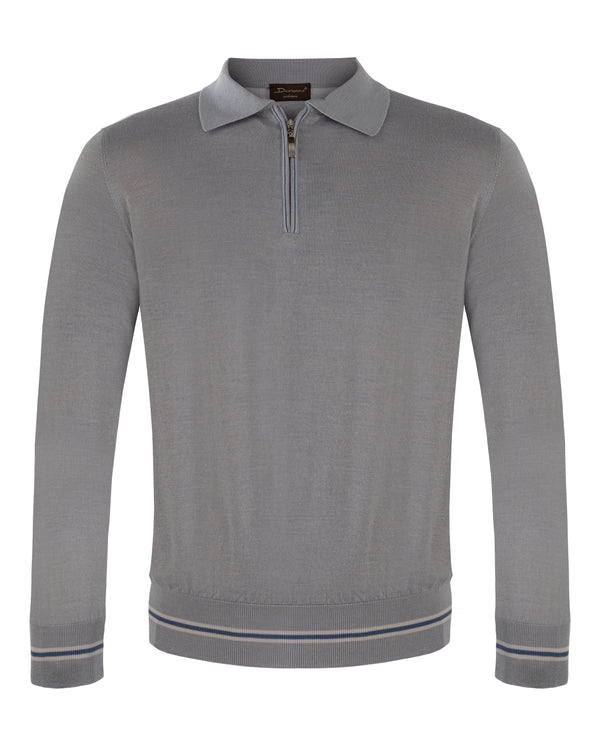 DORIANI HALF ZIP BLUE KNITWEAR