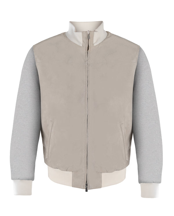 MANDELLI REAL LEATHER JACKET IN LIGHT GREY