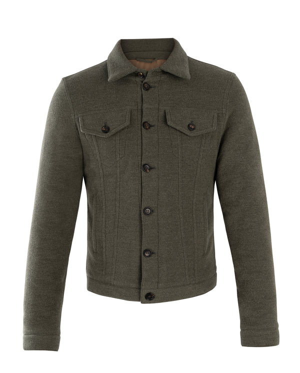 LUCIANO BARBERA WOOL JACKET IN GREEN COLOR