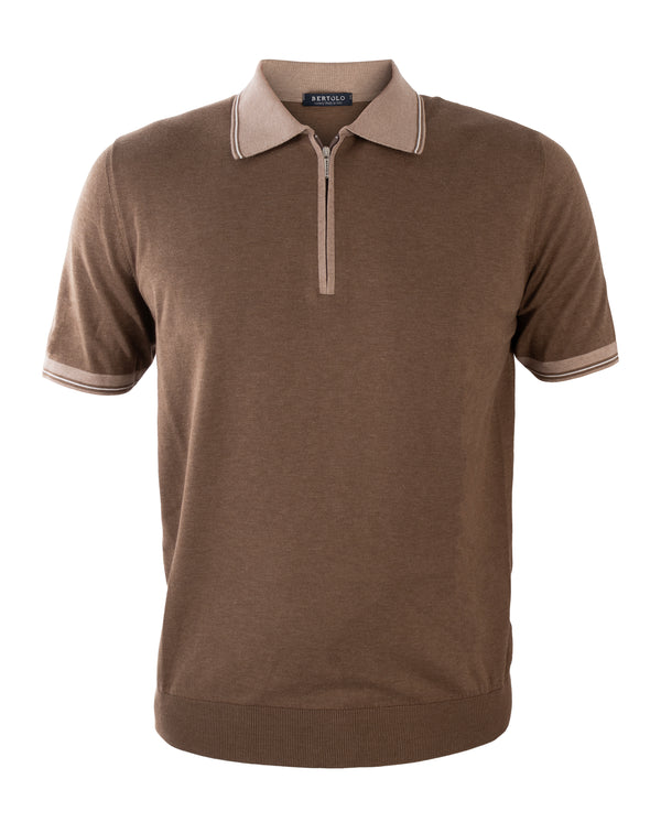 BERTOLO KNITWEAR POLO BEIGE COLOUR