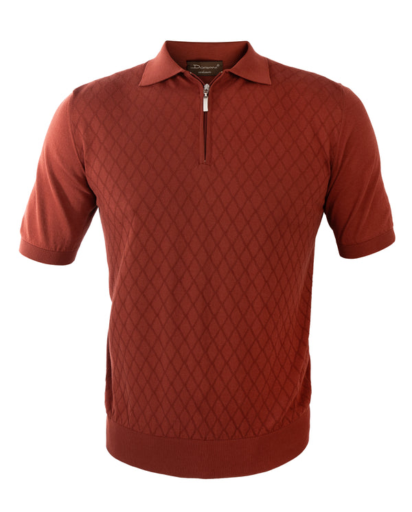 DORIANI KNITWEAR POLO TERRACOTTA COLOUR