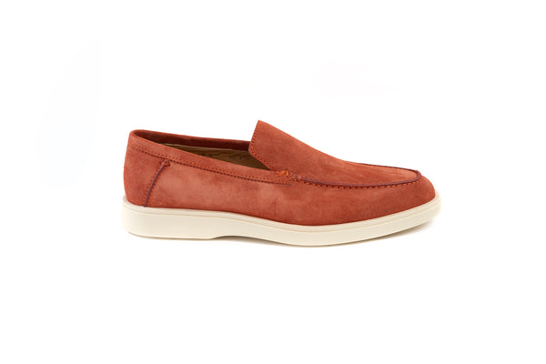 SANTONI RED SUEDE LOAFER