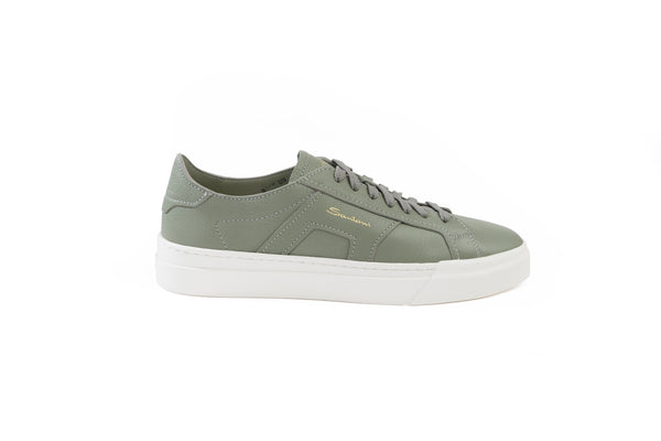 SANTONI GREEN TUMBLED LEATHER SNEAKER