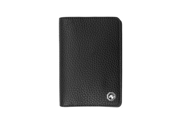 STEFANO RICCI LEATHER PASSPORT WALLET IN BLACK