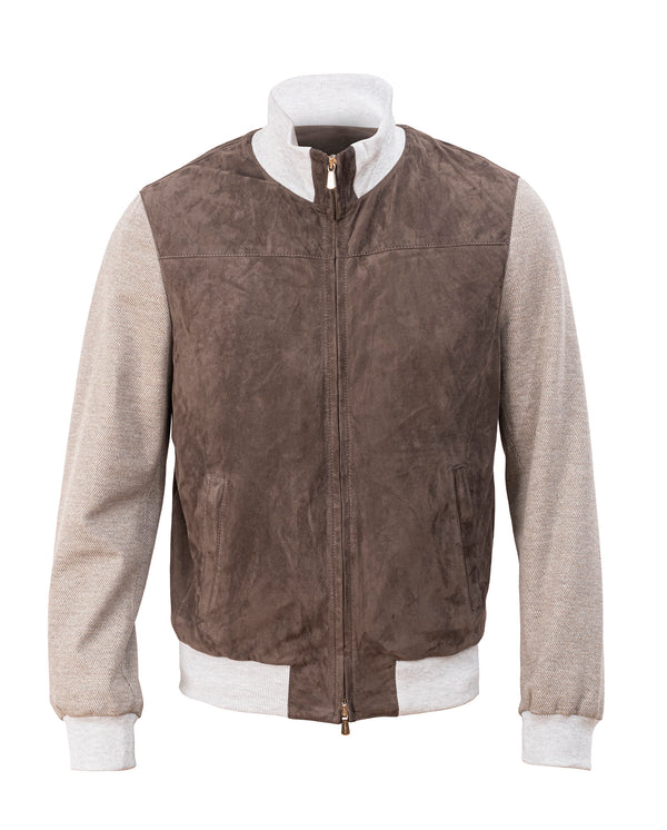 MANDELLI REAL LEATHER JACKET IN BROWN