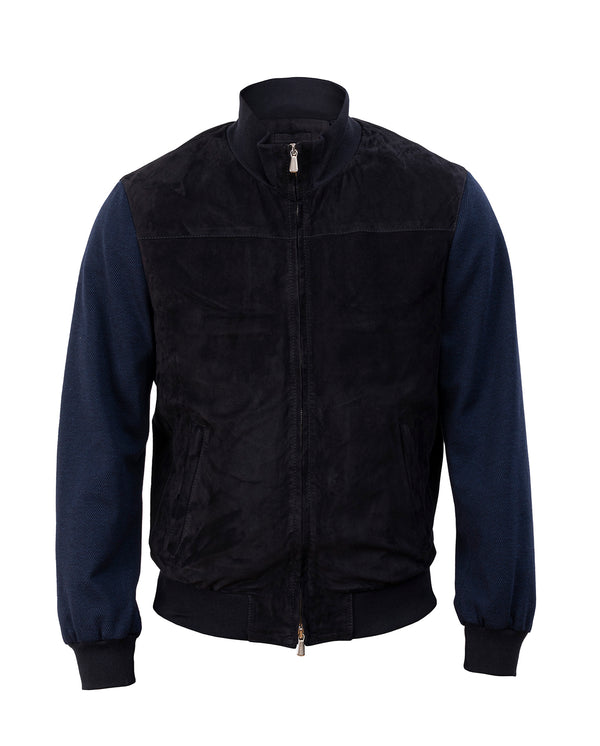 MANDELLI REAL LEATHER JACKET IN BLUE