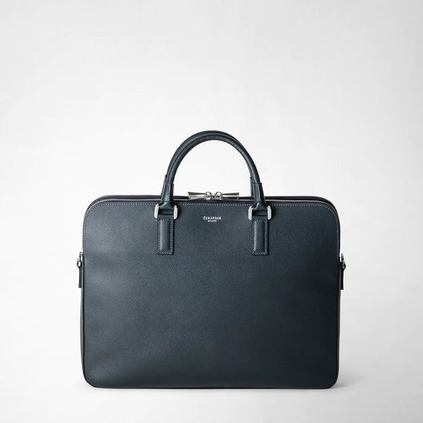 SERAPIAN SLIM BRIEFCASE WITH DOUBLE ZIP IN EVOLUZIONE LEATHER