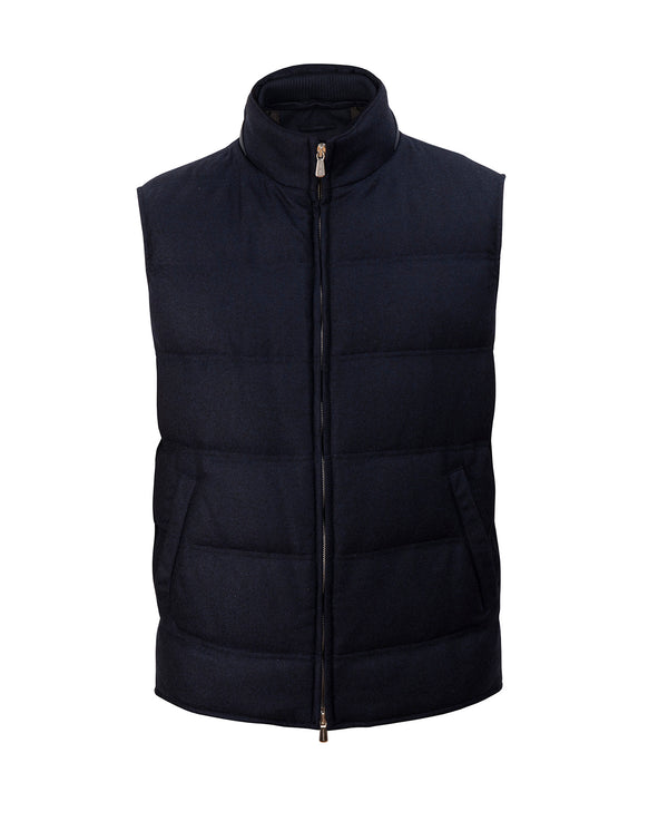 MANDELLI NAVY WOOL AND CASHMERE VEST